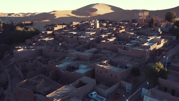 Aerial View Of The Authentic Ancient Taghit In The Sahara Desert, Algeria