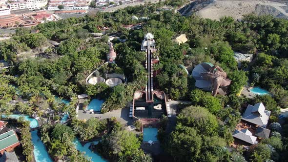 Aerial view of Siam Park (water park in Costa Adeje, Tenerife, Canary Islands)