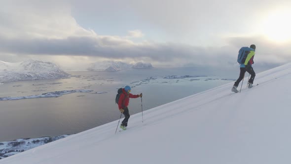 Skiers Walking