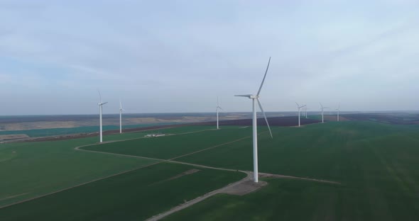 Renewable Energy Farm of Wind Turbines, Nature Friendly Electricity Production