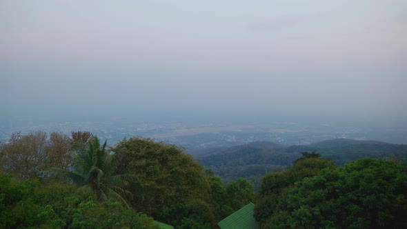 4K Cinematic landscape footage of the city of Chiang Mai, North Thailand from the top of Doi Suthep