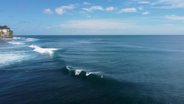 Surfer Catch the Wave Aerial Footage