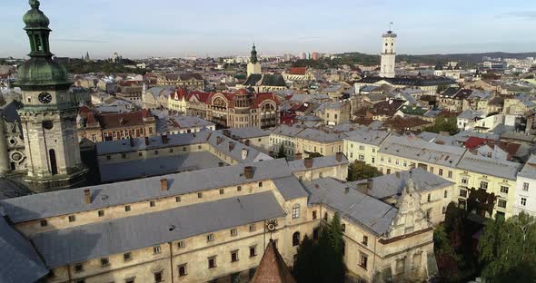 Bird's eye view of the old European city