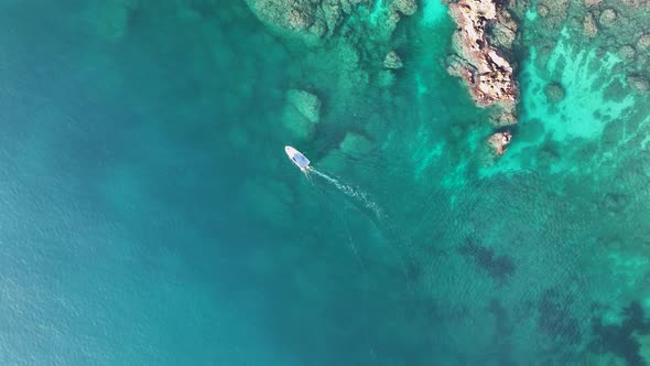 Fishing Near The Shore Sea Aerial View 4 K