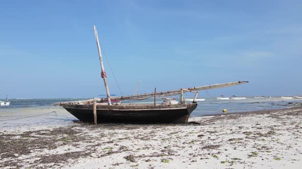 Ocean Low Tide Near the Coast of Zanzibar Island Tanzania