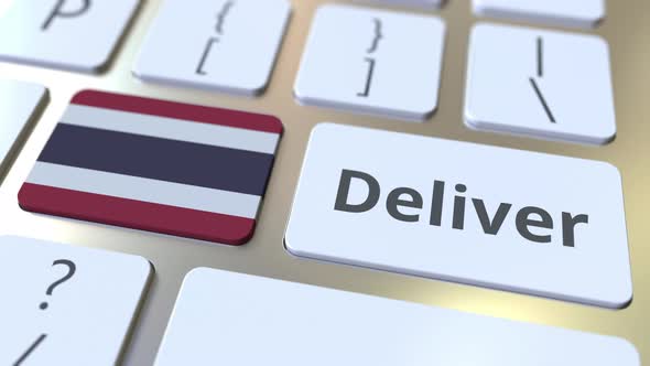 Deliver Text and Flag of Thailand on Computer Keyboard