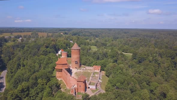 Aerial view of Siguldas Turaides castle