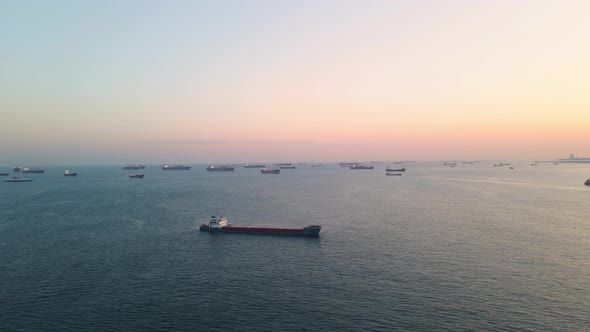 aerial view of ships in istanbul turkey