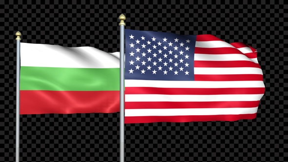 Bulgaria And United States Two Countries Flags Waving