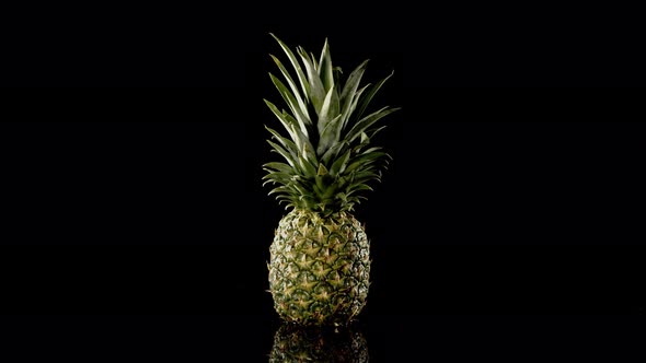 Pineapple Divide Into Slices in Black Background 