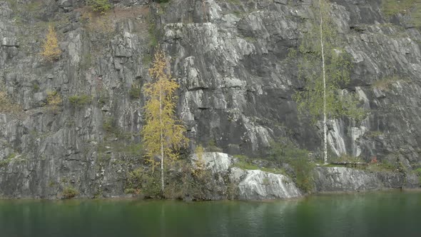 Beautiful Aerial Footage of Ruskeala Mountain Park in Karelia in