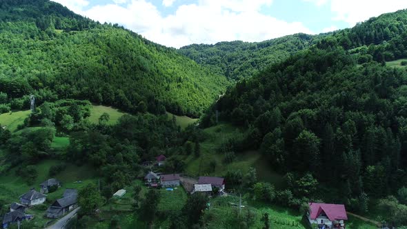 Aerial View Of Mountain Houses 4k