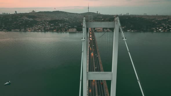 turkey istanbul bosphorus bridge aerial view