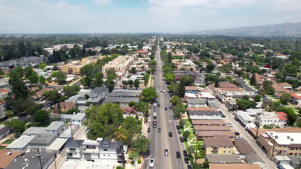 Flying over Hollywood Way in Burbank on a typical scenic California day