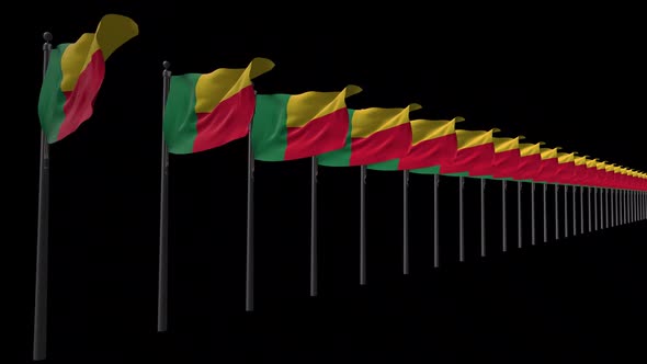 Row Of Benin Flags With Alpha 2K