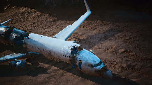 Abandoned Crushed Plane in Desert