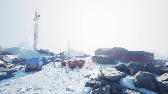 Aerial View of Antarctic Station in Antarctica