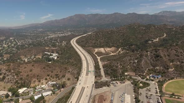 Aerials Shot of Mountains and Roads in Glendale California