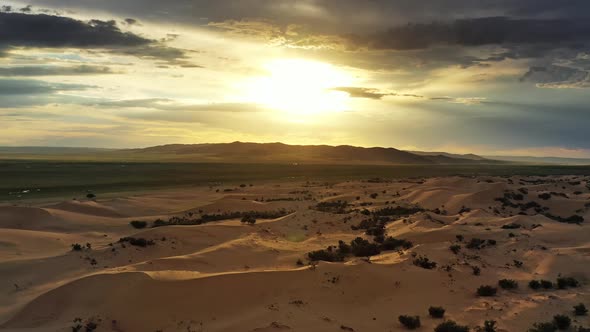 Aerial View of the Sand Dunes in Mongolia