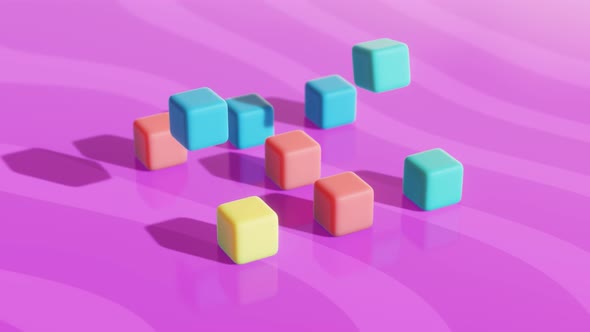 Colorful Jumping Cubes  3d Animation Loop