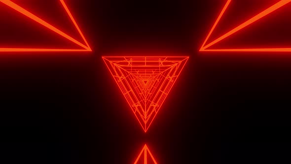Red Hell Neon Triangle Movement Tunnel Background Vj Loop 4K