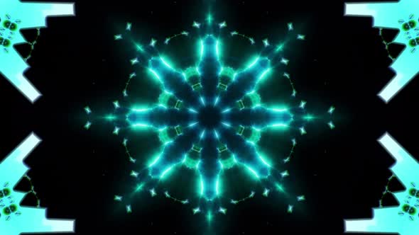 Cyan Kaleidoscope Star Background 4K Loop 01