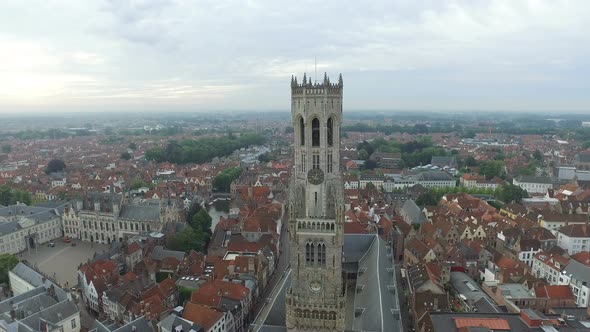 Aerial view of Belfry of Bruges