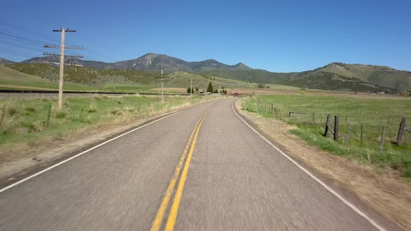 POV of American Road Trip Through the Countryside