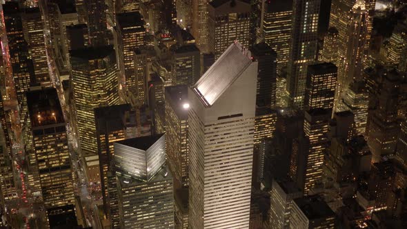 Aerial Shot of New York City Skyline Cityscape in Financial Business District