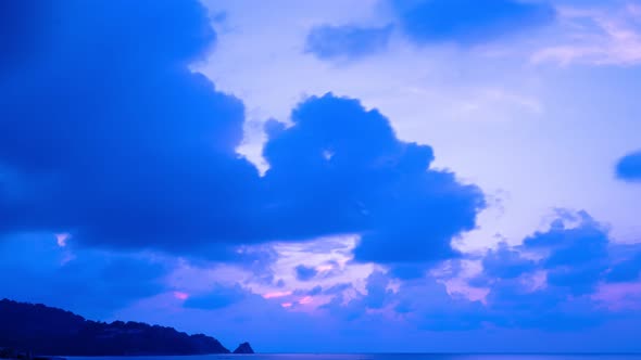 Time lapse of sunset or sunrise landscape Amazing light blue clouds Popular color trend