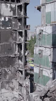 Vertical Video of a House Destroyed By the War in Ukraine