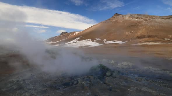 Namafjall Hverir Geothermal Area in Iceland. Aerial View