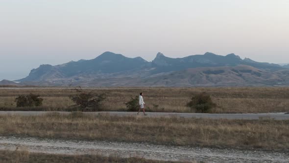 Jogging at Dawn in the Mountains Enjoyment of Nature and Fresh Air Coolness for Playing Sports