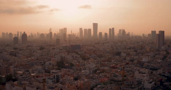 View of Beautiful Landscape of Tel Aviv in The Misty Morning