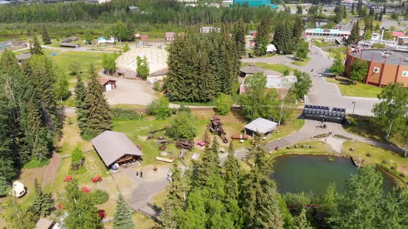 4K Drone Video of Historic Pioneer Park in Fairbanks, AK during Summer Day