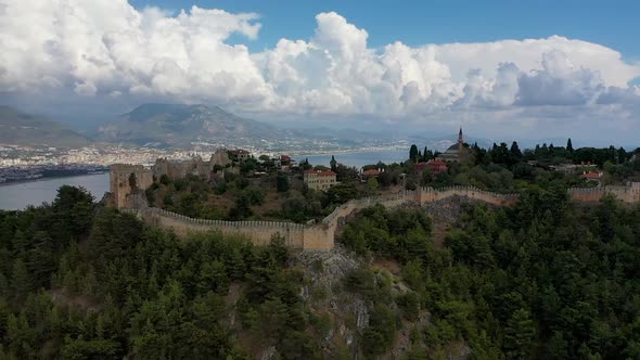 Alanya Castle Alanya Kalesi Aerial View of Mountain and City Turkey