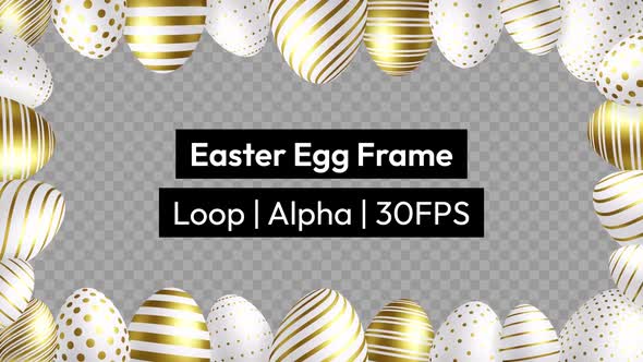 Golden Easter Egg Frame Background with Alpha