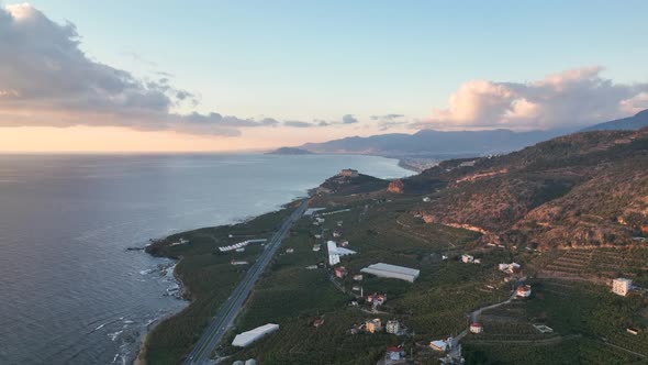 Farm Region Aerial View 4 K Alanya Turkey