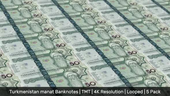 Turkmenistan Banknotes Money / Turkmenistani manat / Currency m / TMT / 5 Pack - 4K