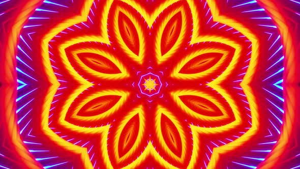 Neon glowing kaleidoscope. Looped animation