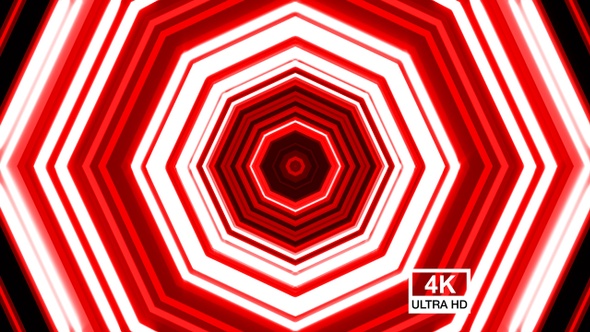 Red & White Octagonal Tunnel 4K