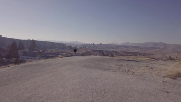 Lonely Traveler Looking Into the Cappadocia Central Anatolia Turkey