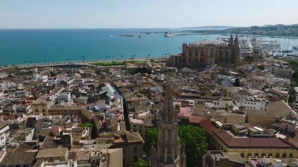 Aerial View of the Capital of Mallorca  Palma De Mallorca in Spain