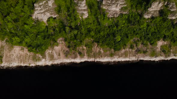 View From Above on the Rocky Mountain and the Shore. Summer Nature in the Central Strip of Russia