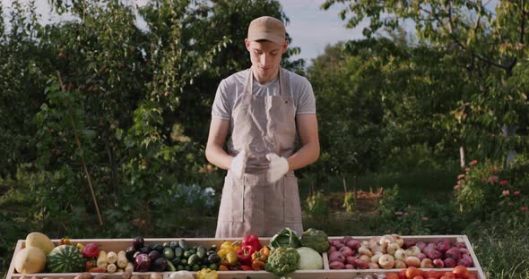 A Young Farmer at His Vegetable Counter