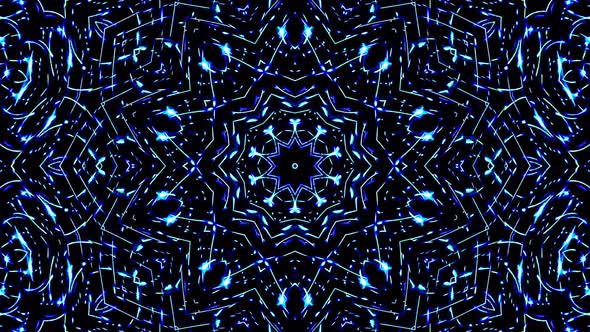 Bright abstract light flickering streaks set blue color, kaleidoscope