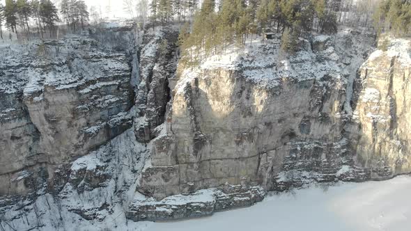 Aerial View of Mountain Cliff and River