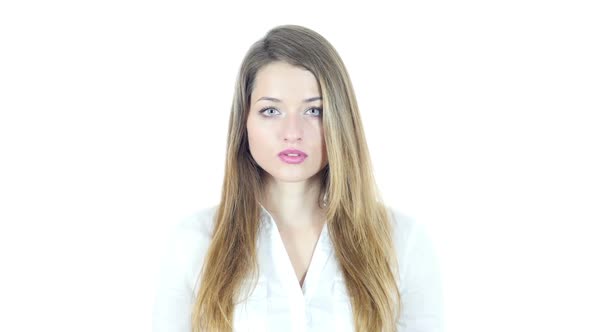 Portrait Of  Woman , White Background