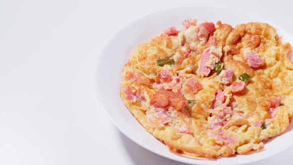 Omelette with fresh pork fermented pork. Asian food daily style.