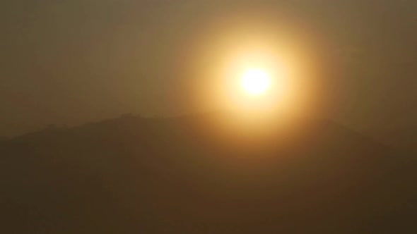 View of foggy sunrise on the Little Adam's Peak in Ella, Sri Lanka